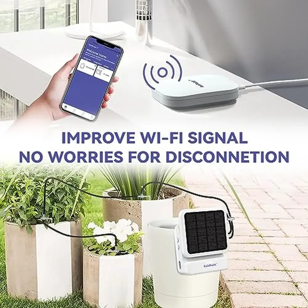 Solar Drip System WiFi App-Controlled Water Pump Timer Indoor Power Irrigation Kit Automatic Smart USB Backup Rain Delay