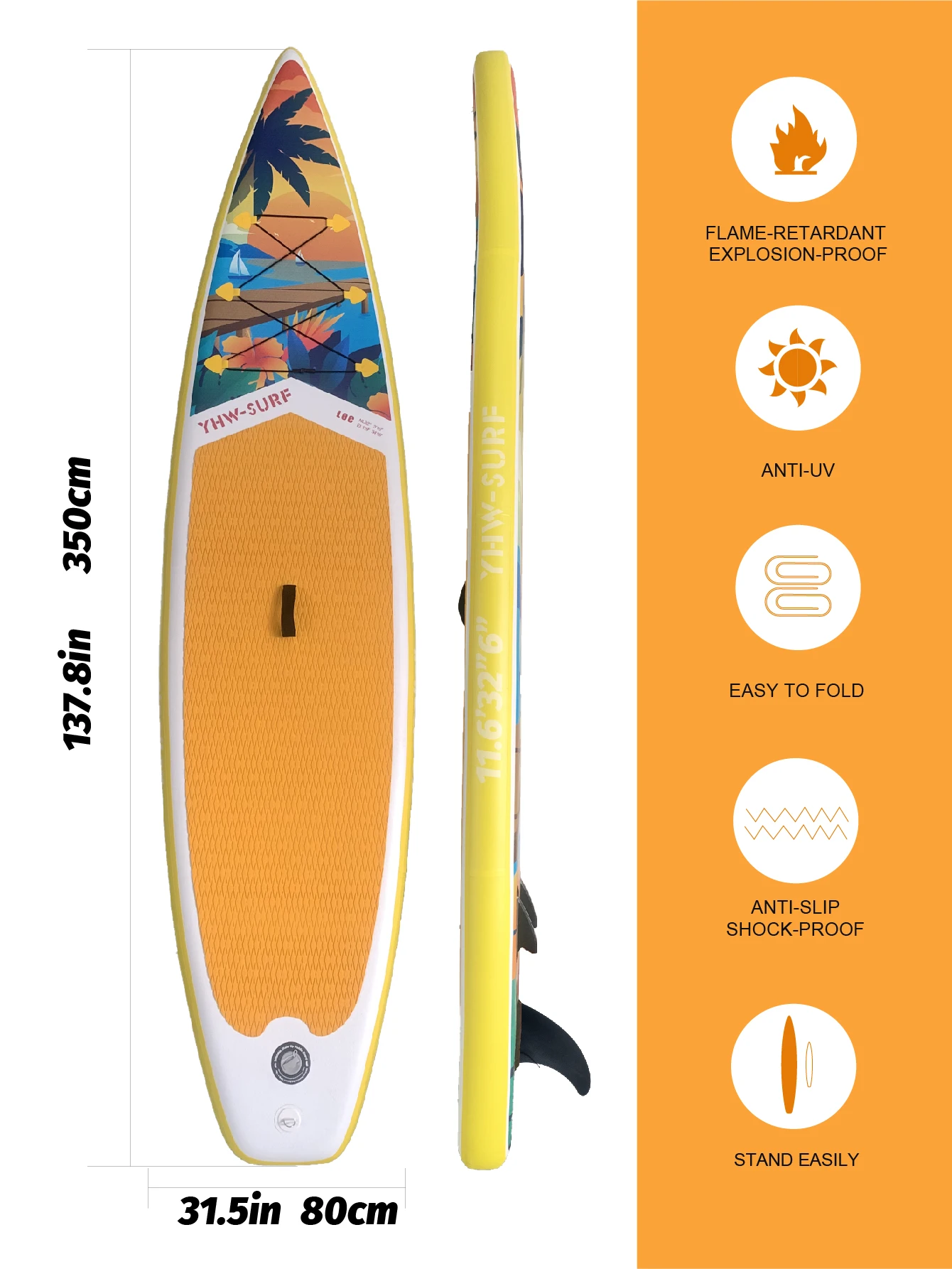 Deska SUP, nadmuchiwana deska do wiosłowania stojącym, rozmiar 320 cm, kompletny zestaw akcesoriów, pompka ręczna, wiosło, plecak, linka bezpieczeństwa, odłączana płetwa i tuba naprawcza