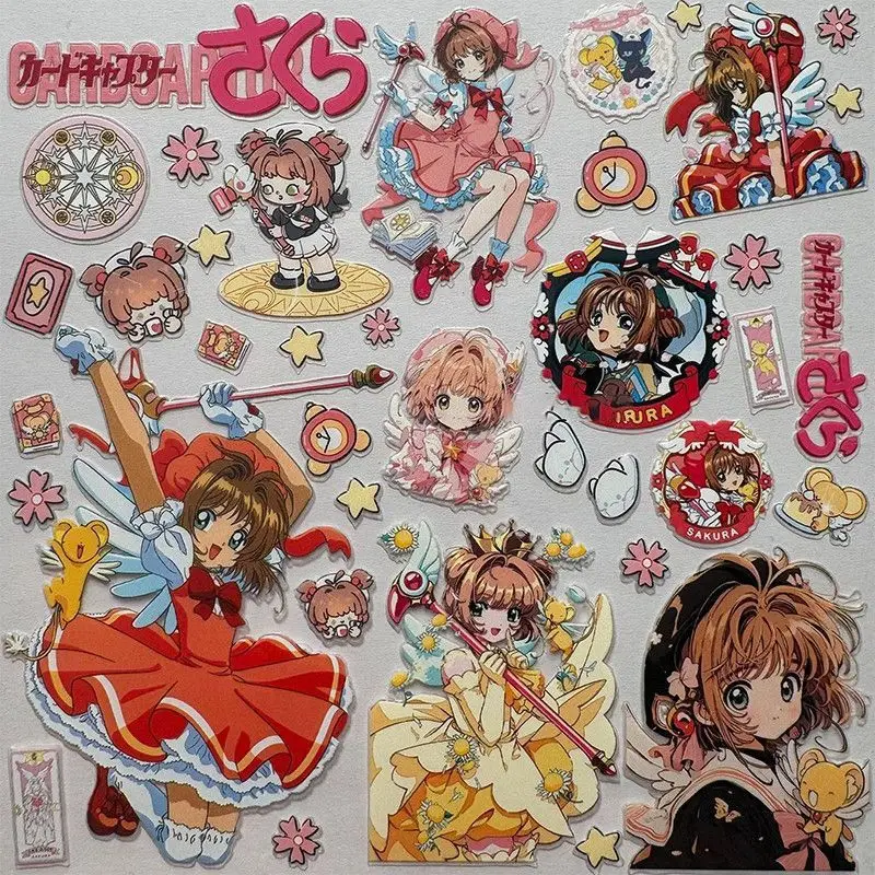 

Cardcaptor Sakura Relief Sticker KINOMOTO SAKURA CERBERUS Anime Peripheral Waterproof DIY Mobile Phone Water Cup Nail Stickers