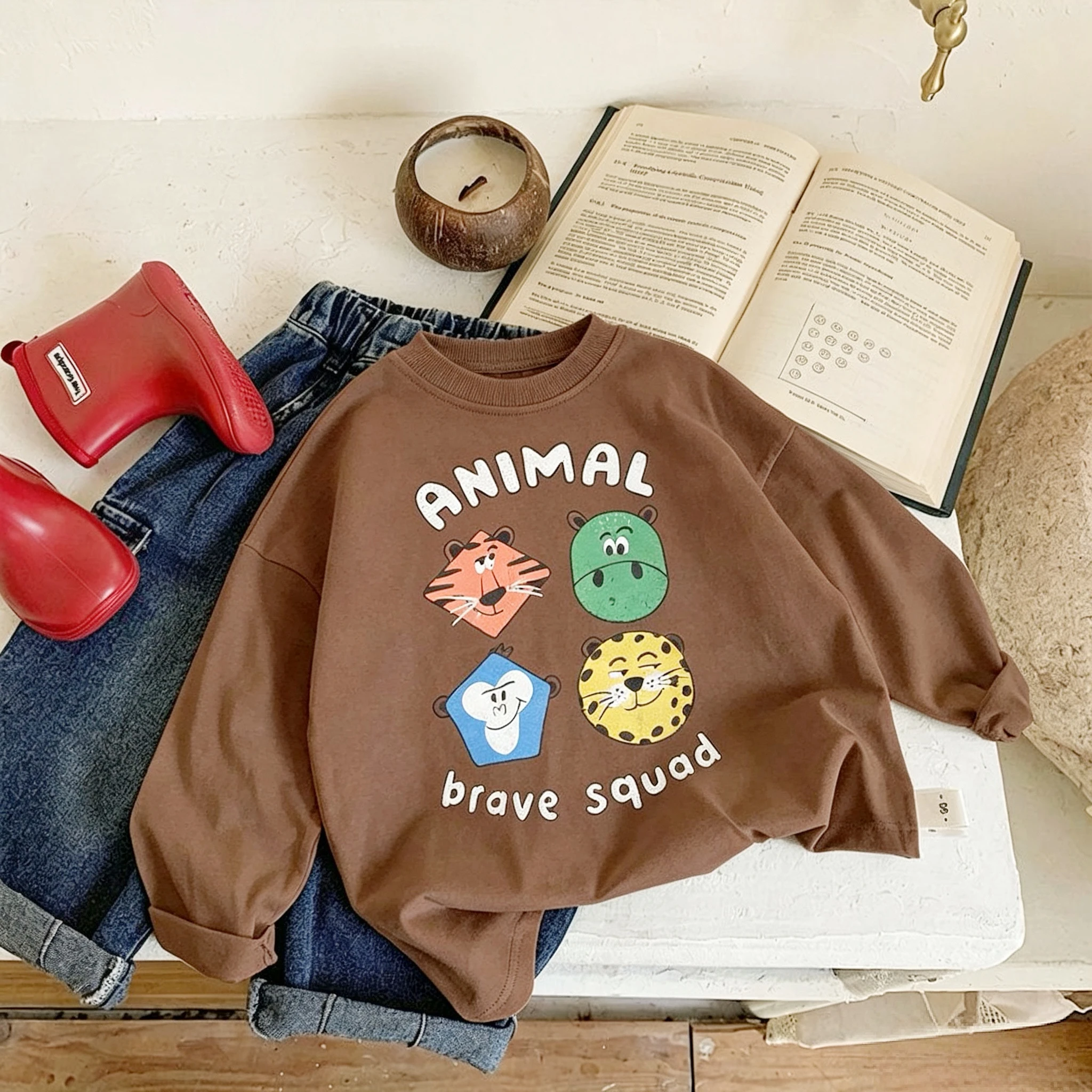 Einfarbiges, bedrucktes, lässiges Langarm-T-Shirt für Babymädchen, Oberteile, Herbstkleidung, modisch, vielseitig, Kinder-O-Ausschnitt-Unterhemd, Bluse – Detail 6
