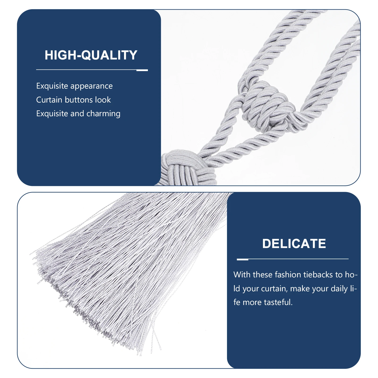 

2pcs Curtain Tiebacks Rope Tie Back Woven Tassel Elegant Curtain Straps Wall Door Hanging Fixing Accessories Window Tieback
