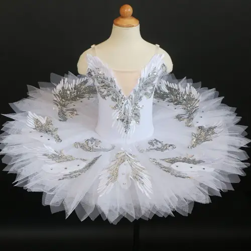 Tutú de Ballet profesional clásico para niños y adultos, traje de Ballet del lago de los cisnes blancos, tutú de panqueque, vestido de baile de fiesta de bailarina para niñas y mujeres