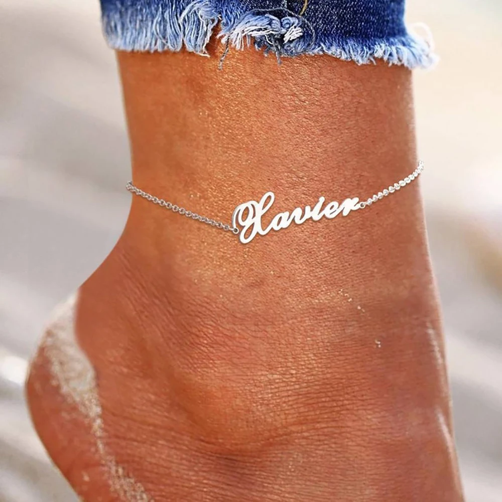 Mini-world Stainless Steel Custom Name Anklet For Woman Personality Nameplate Foot Jewelry Summer Beach Accessories Party Gift