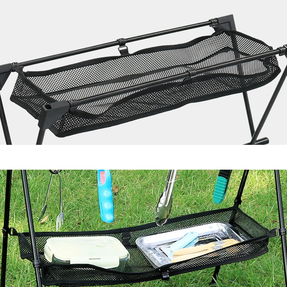 

Lightweight Storage Rack Foldable Storage Shelf Approximately 86*65*49cm Multi-Function Hook Practical Storage Net Pocket
