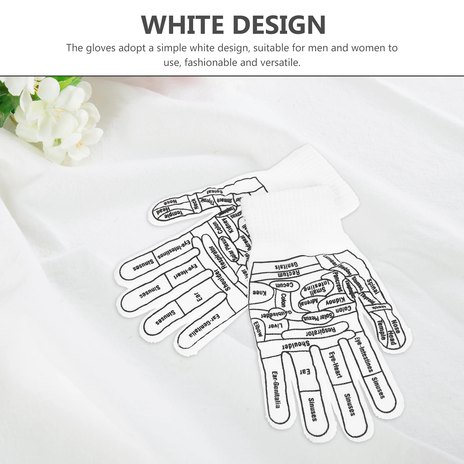 

1Pair Massage Gloves Reusable Cotton Massage Hand Covers with Acupoint Pattern Washable Comfortable Fit for Foot and Body