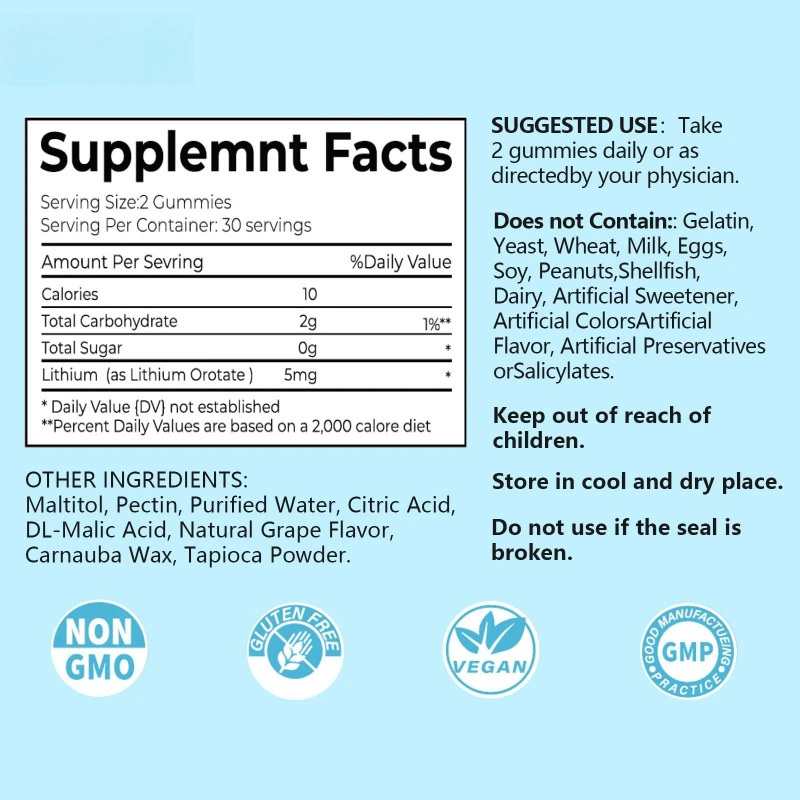 20 ملغ لكل مكمل تقديم، 60 كبسولة نباتية، مكمل ليثيوم #3