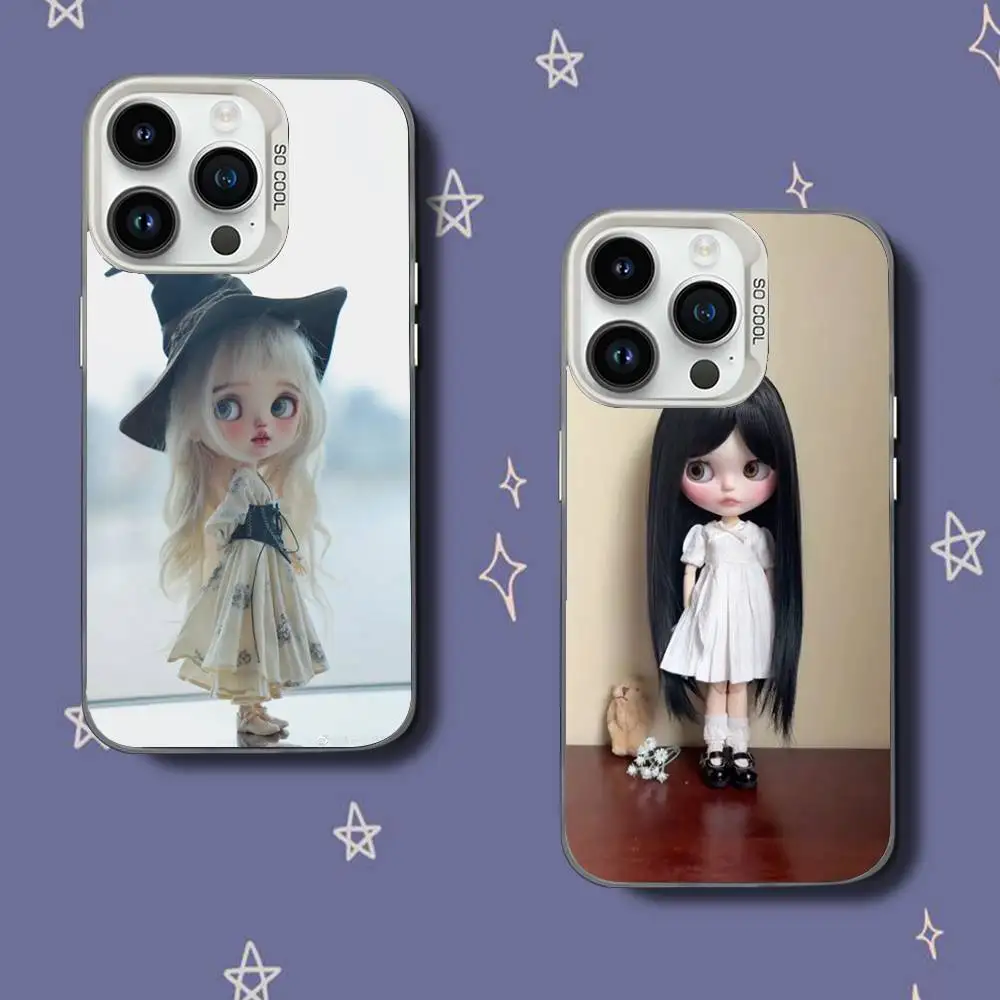 حافظة هاتف D-Doll B-Blythe C-Cute لهاتف iPhone 17,16,15,14,13,12,11,Pro,XS,Max,Plus,Mini,SE غطاء مقاوم للصدمات من الحلوى البيضاء غير اللامعة