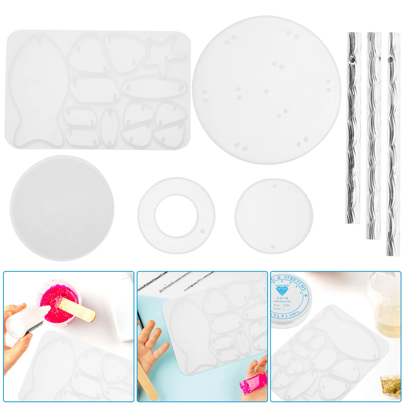 

1 set 1 Set Wind Chime Silicone Mold Kit For Diy Epoxy Resin Crafting Jewelry Making Supplies Dragonfly Hanging Ornament Mold
