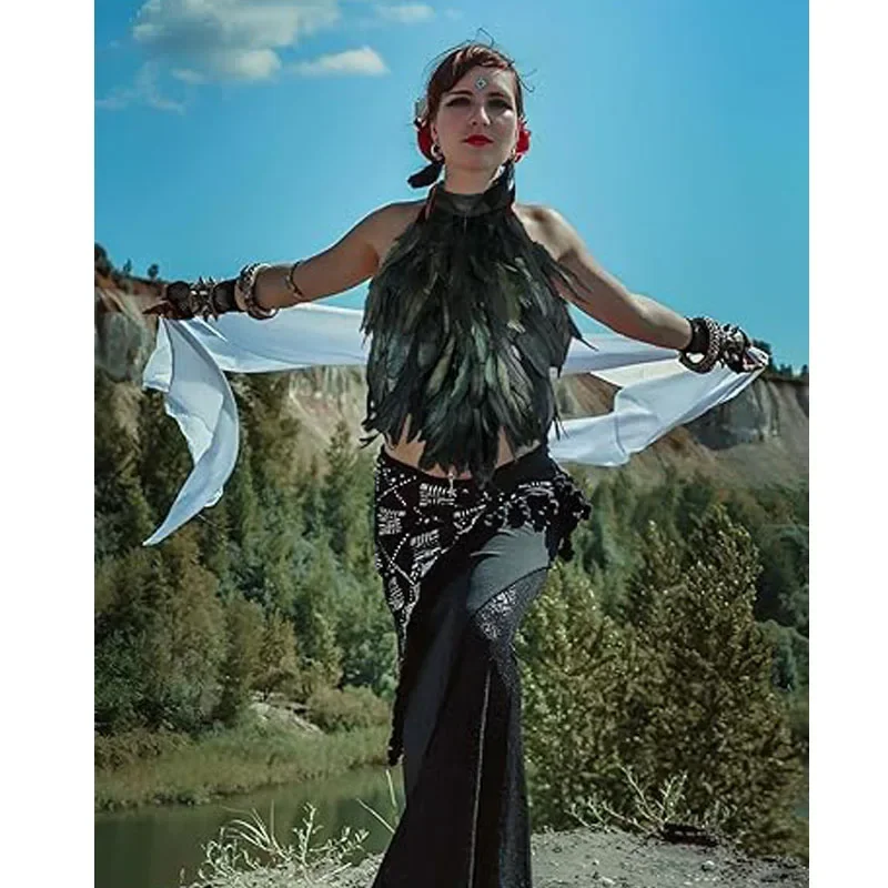 Feather Cape Shawl Costume Witch Wings Collar Adult Crow Neck