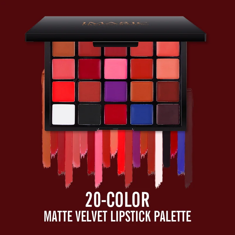 IMAGIC 20 Colors Lipstick Palette Matte Velvet Lip Makeup Long Lasting Lip High Pigmented