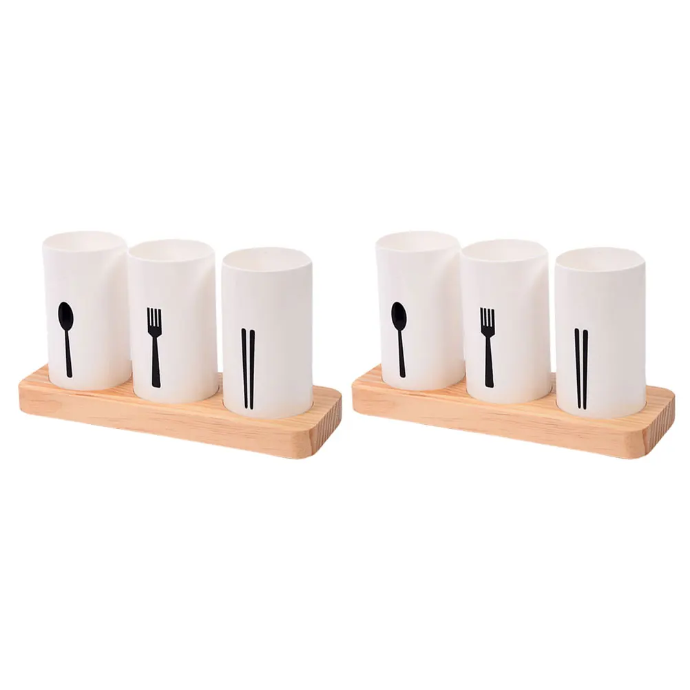 

2Sets Cutlery Utensil Holder Spoon Forks Container Premium Material Stable Standing Kitchen Supplies Cutlery Utensil Holder
