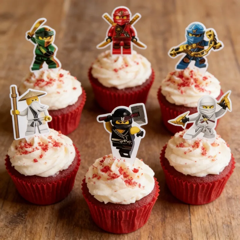 12 Stück/Set Ninja Cupcake Topper Kuchenverzierungen für Kindergeburtstag, Partydekoration, Gastgeschenke, Dekorationen – Detail 6