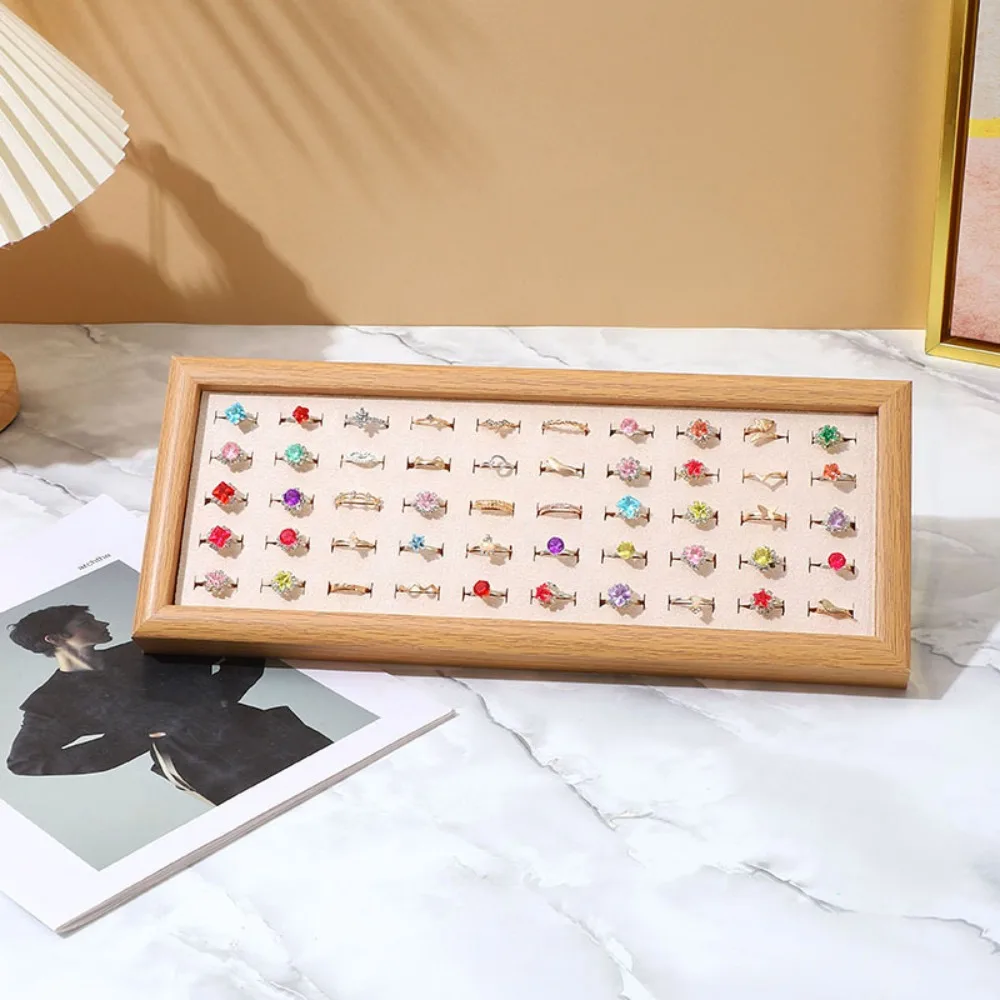 

Velvet Fashion Jewelry Trays Large Capacity Organizer Stud Earrings Storage Rack Space Saving 50 Slot Rings Display Tray