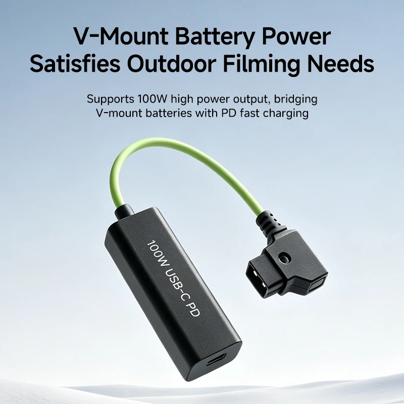D-TAP to USB C 100W PD Fast Charging Silicone Cable V Mount V Lock Battery Power Adapter for Outdoor Filming Camera Use