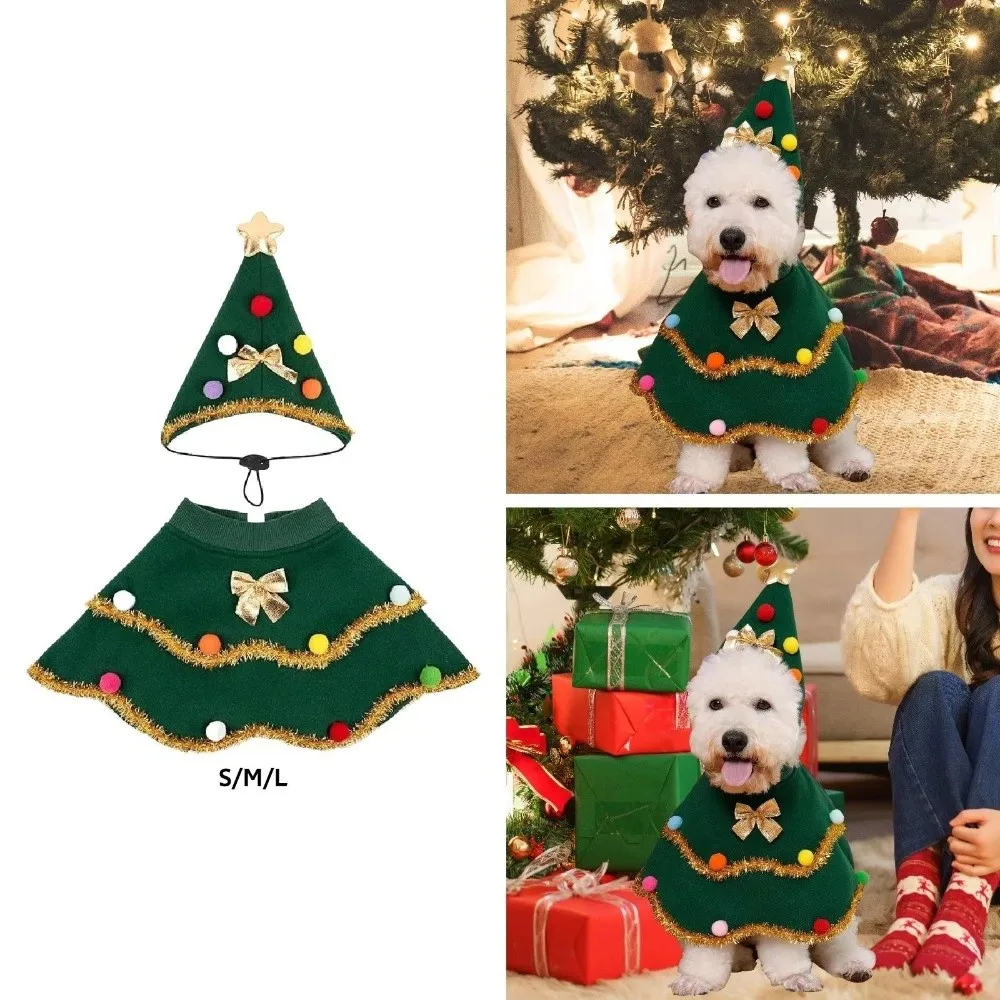 

New Fancy Pet Clothes Green Cute Dog Cloak Cat Christmas Outfit Party Festival