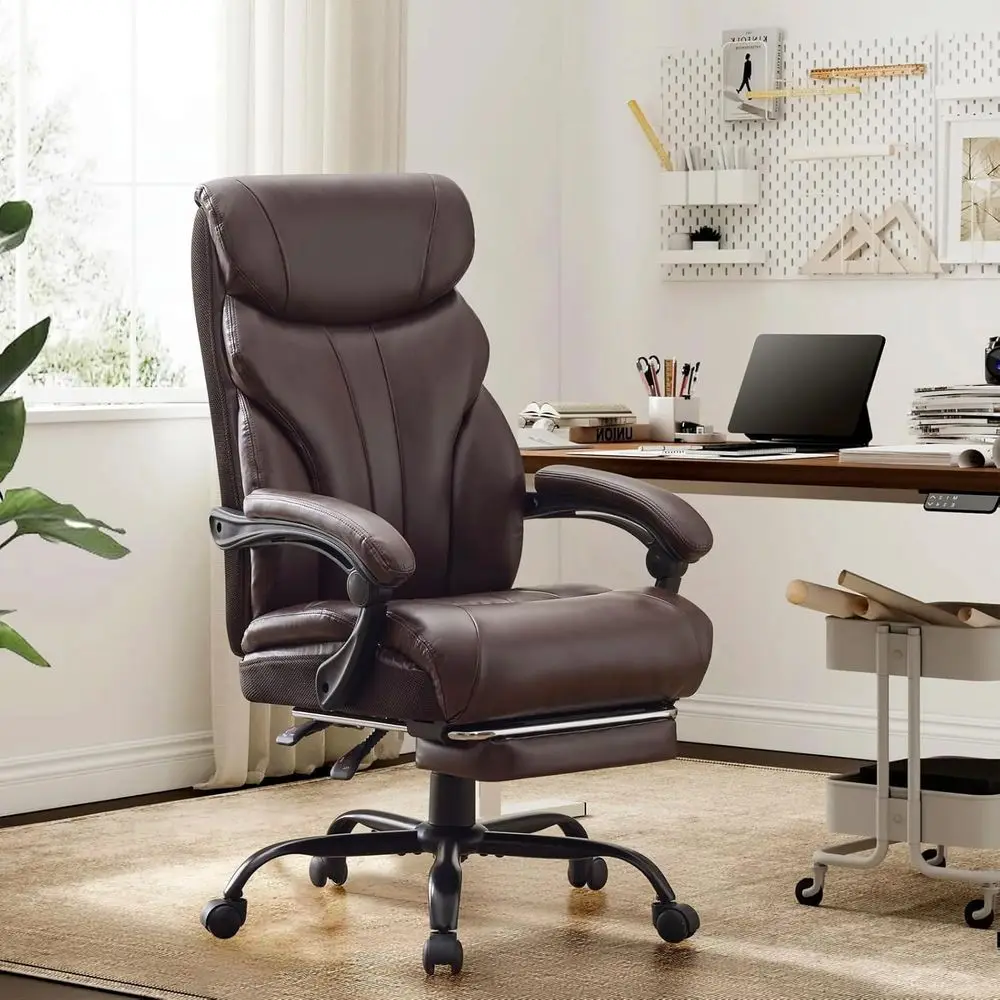 

Big and Tall Office Chairs with Foot Rest,500LBS Wide Ergonomic Gaming Chair,100-135°Recline Executive Leather Computer Chairs w