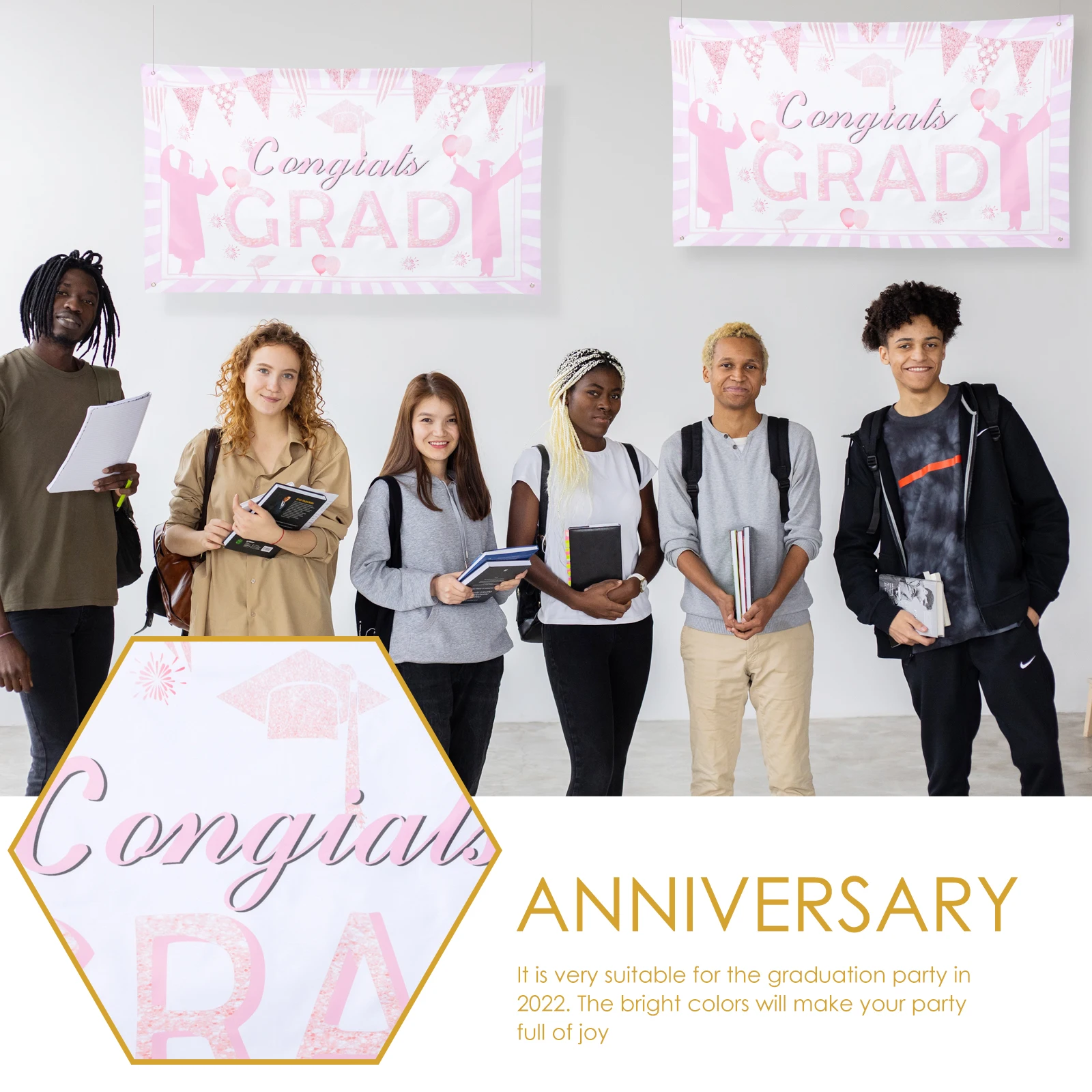 

Graduation Banner Backdrop Cloth 2022 Party Favors Decorations Easy Rich Colors Unique Text Design Indoor Outdoor