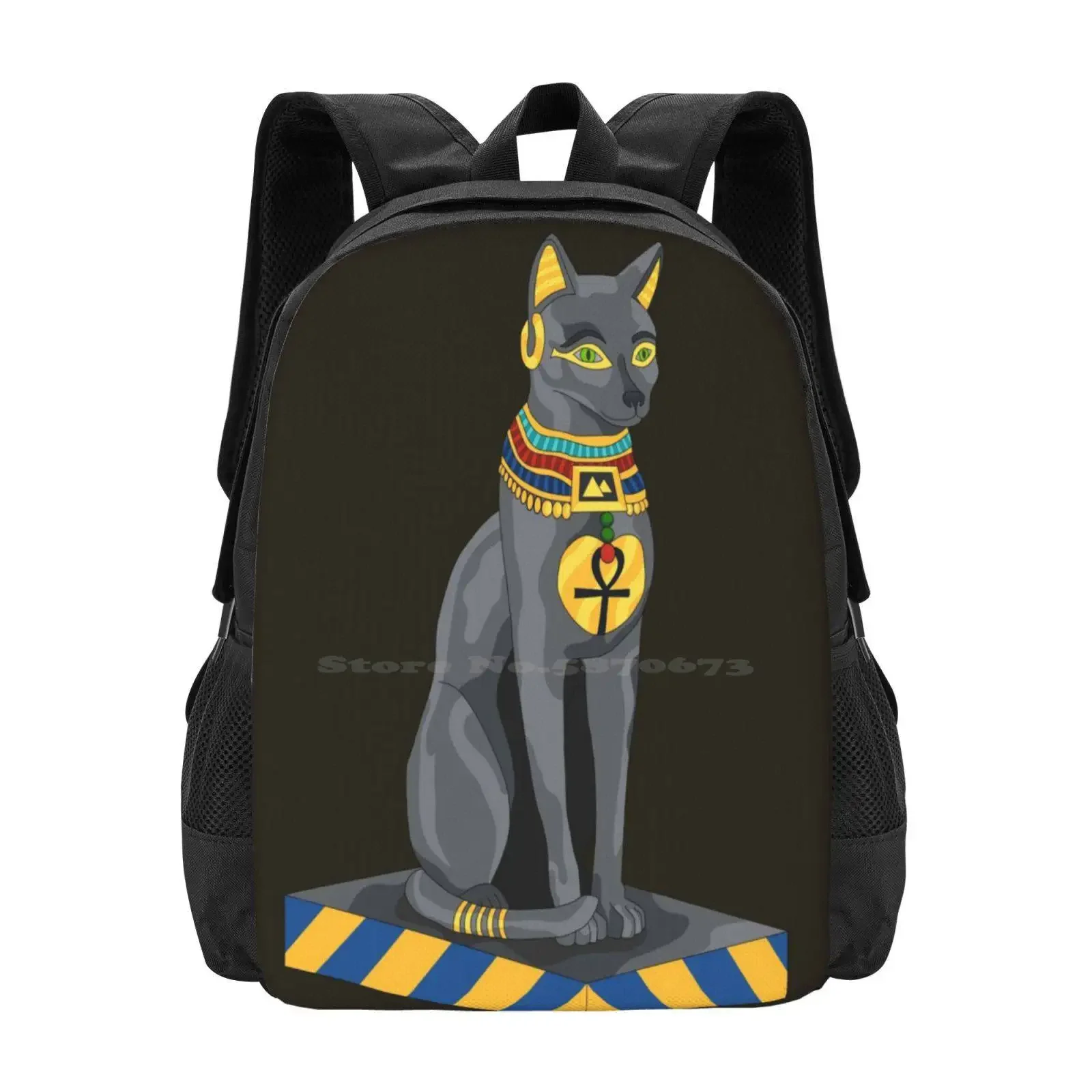 

Bastet Statue Hot Sale Schoolbag Backpack Fashion Bags Bastet Egyptian Myth Goddess Eye Of Ra Cat Animal Protector