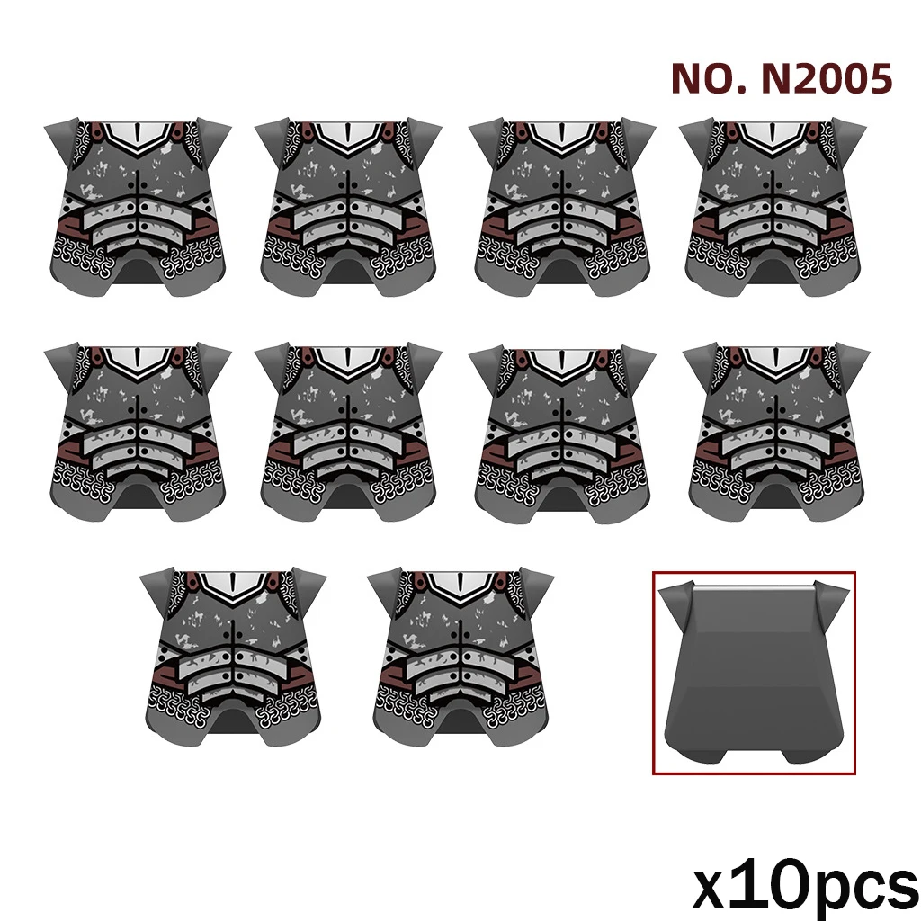 MOC Mittelalterliche Zubehör Serie Bausteine Militär Armee Soldat Figur Rüstung Schild Helm Schwert Krone Ritter Ziegel Spielzeug