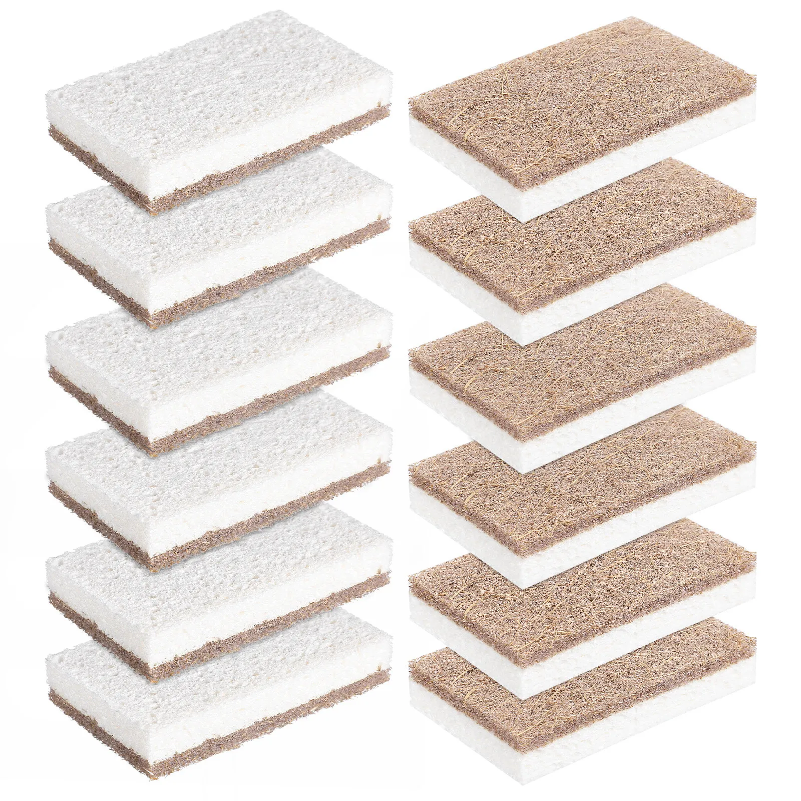 

12Pcs Household Cleaning Sponges Coconut Fiber Surface Safe Scrub Sponge Highly Absorbent Dish Washing Sponge Kitchen Bathroom