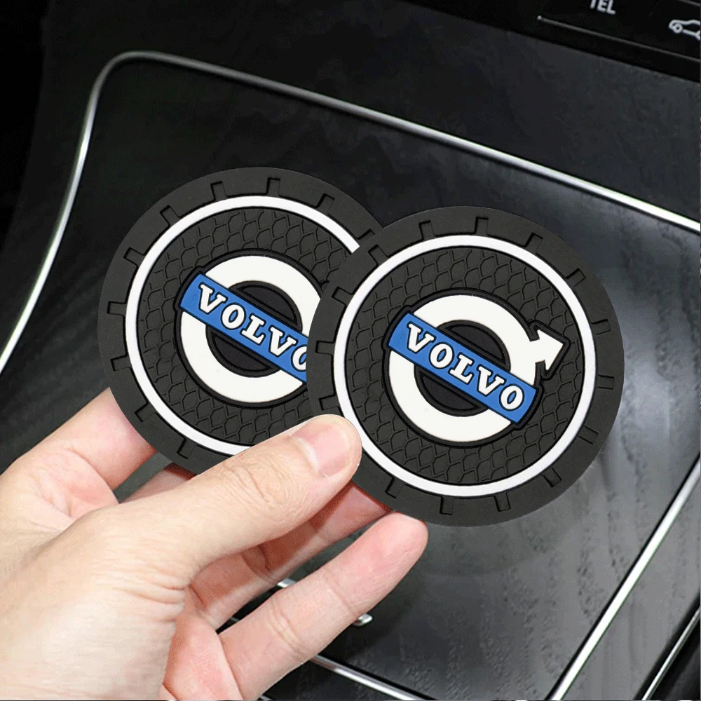1/2pc for Volvo XC60 V60 S60 V40 V50 S40 S80 C30 XC40 XC70 V90 Car Anti-slip Pad Silicone Coaster Water Cup Holder Anti-slip Mat