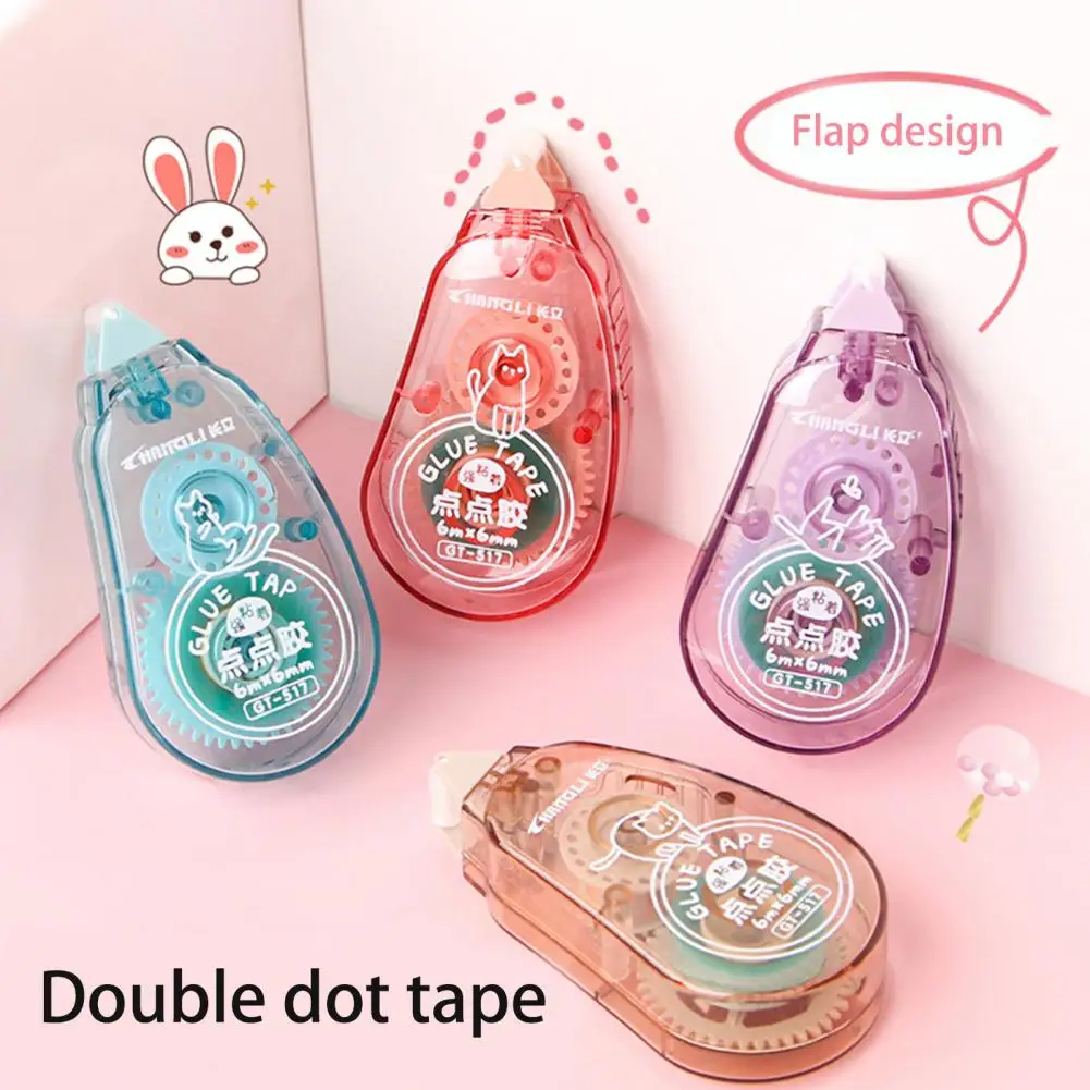 Dubbele Tape Roller Permanente Plakband Dispenser Kleurrijke Cartoon Patroon Dubbelzijdige Tape Roller Compact Voor Permanent