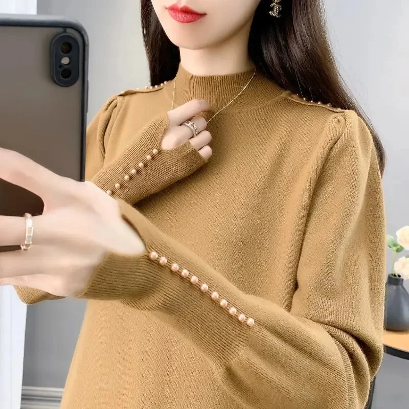 2024 Autumn Winter Thick Sweater Women Knitted Ribbed Pullover Sweater Long Sleeve Turtleneck Slim Jumper Soft Warm Pull Femme