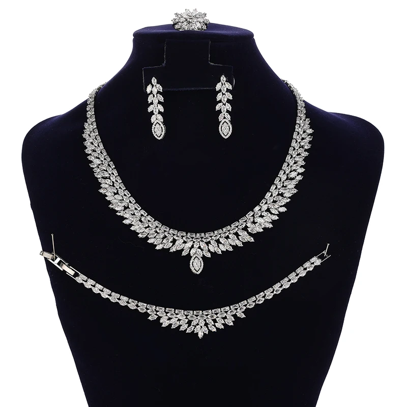 Jewelry Set HADIYANA High-level Standard Cubic Zirconia Women Fashion AND Charm Bracelet Necklace Earring Ring Sets BN9278 Gifts