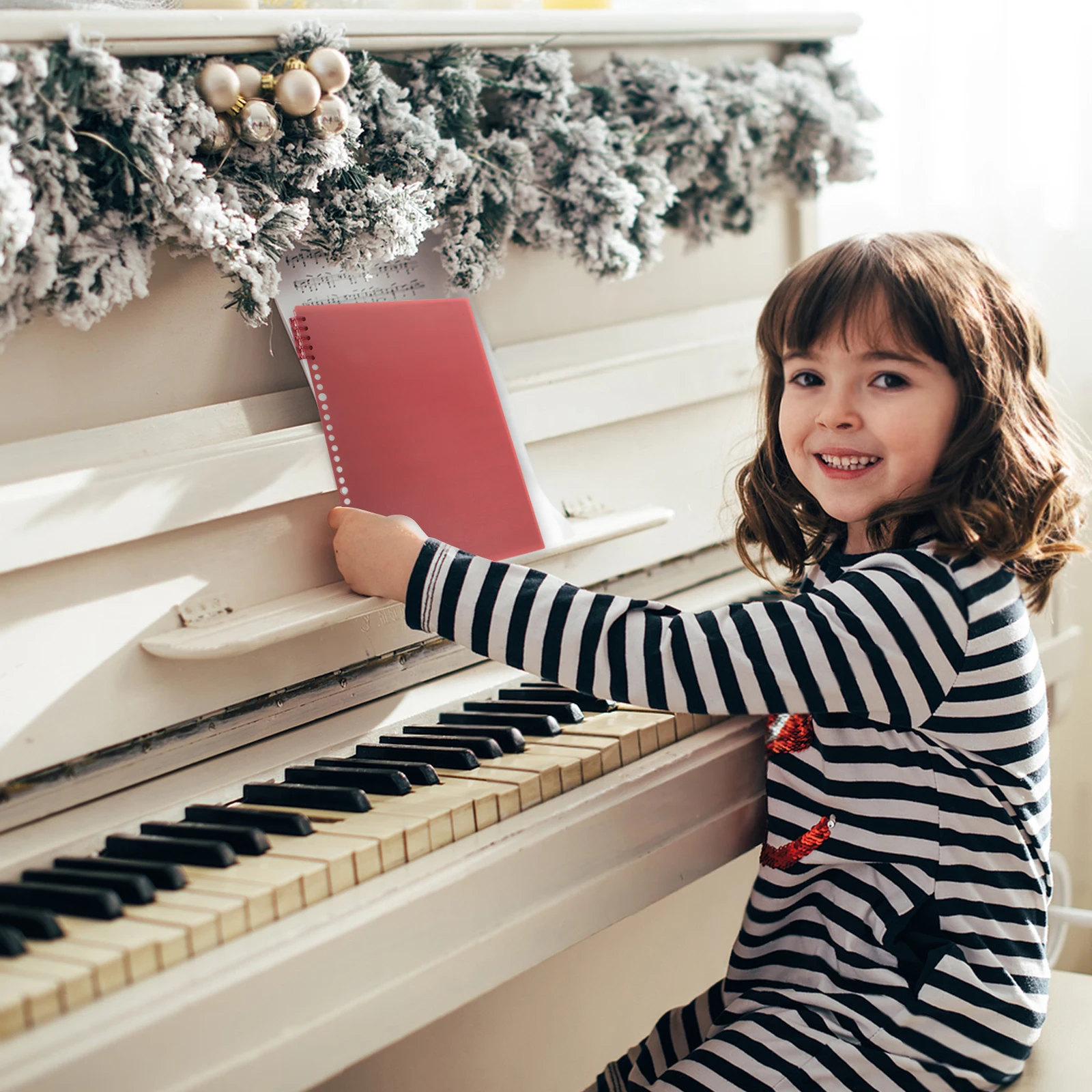 Quaderno con manoscritto musicale B5 in carta a fogli mobili per copertina rossa vintage Raccoglitore staccabile Staff stretto Perfetto per la musica