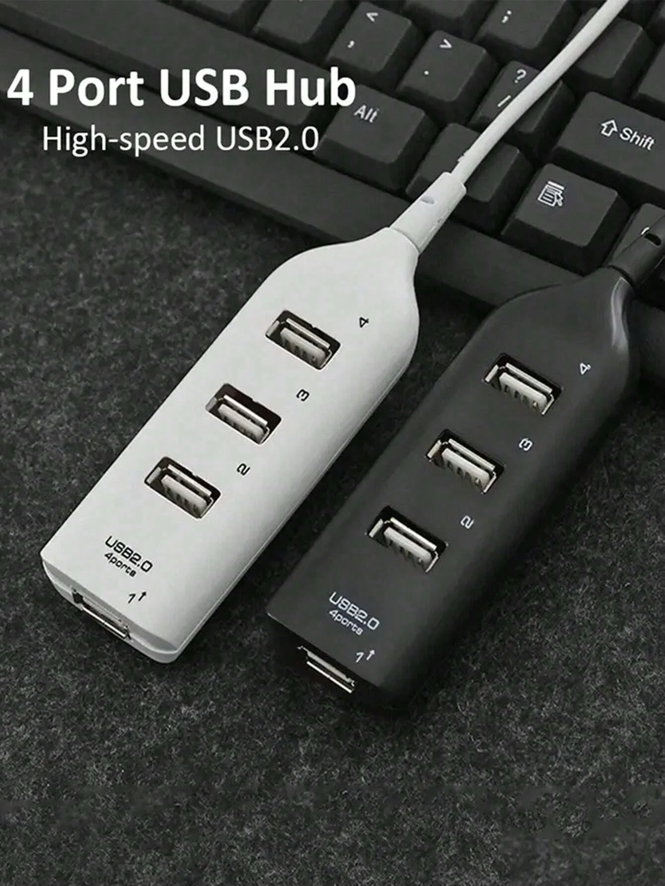 High-Speed Mini USB 2.0 Hub 4-Port with Power Adapter, Powered USB Splitter Multi Port Expander for PC Laptop Desktop Data Trans