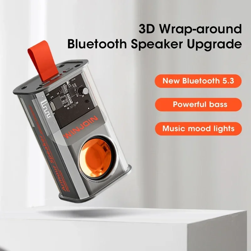 2024 New Transparent Cyberpunk Mecha Wind Wireless Bluetooth Speakers RGB Pickup Lamp Audio Mega Bass Outdoor Small Steel Cannon