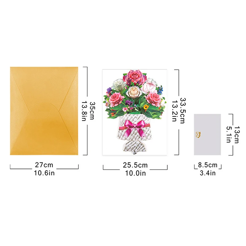 Flower Greeting Card Creative Invitation Card Mother's Day Stereoscopic Bouquet Greeting Card Thank You Card Gifts