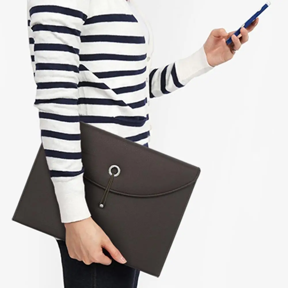 File Bag  Modern Detailed Widely Use  Faux Leather File Organizer Office Accessories