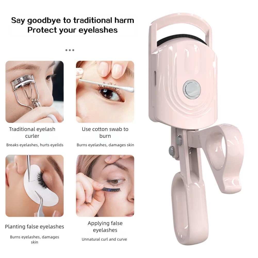 Recourbe-cils chauffant électrique, fournitures de maquillage, style longue durée, température réglable, outil de beauté des yeux pour femmes