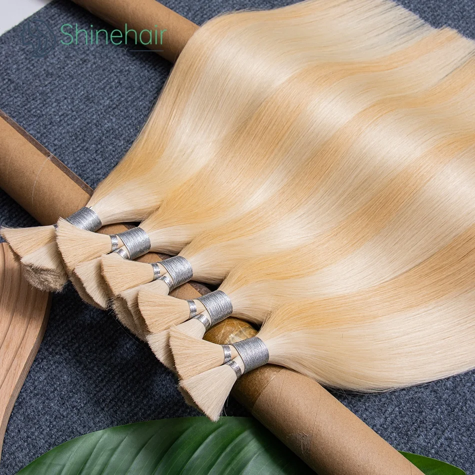 P27/613 Blonde Straight Hair Bulk for Braidng 100% Human Hair Extensions No Weft 12A Vietnamese Hair Brazilian Remy Hair 30 inch