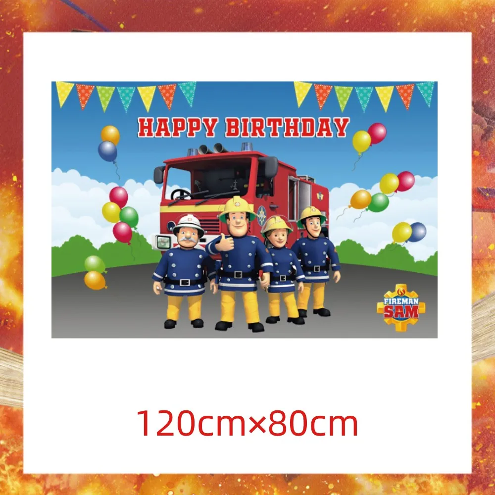 Fireman Sam Birthday Party Decoration Fire Truck Balloons Paper Tableware Backdrops Baby Shower Kids Firefighter Party Supplies