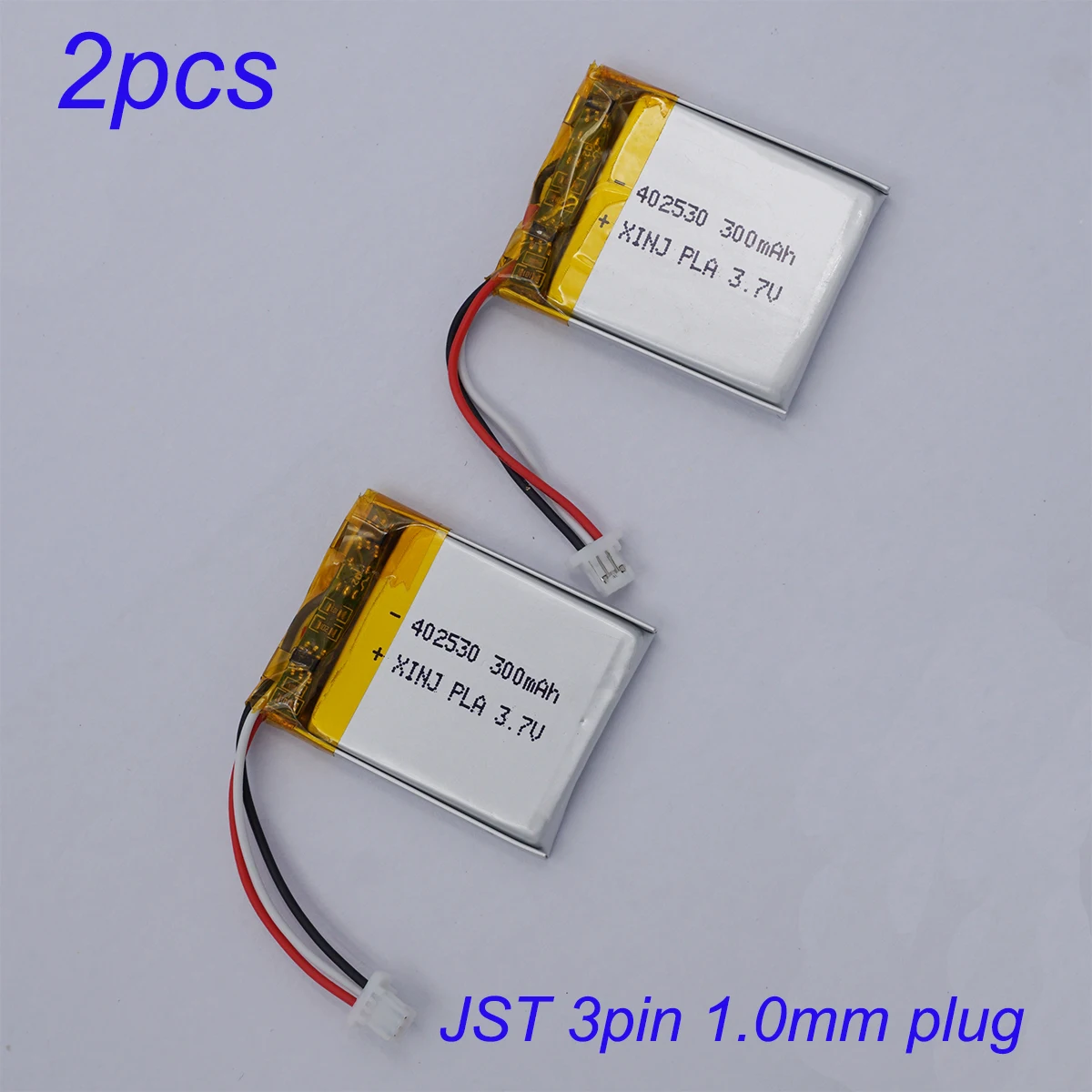 

2pcs 3.7V 300mAh 1.11Wh Thermistor NTC 3 Wires JST 3Pin 1.0mm Plug 402530 Li-Polymer Rechargeable Li Battery For GPS Car Camera