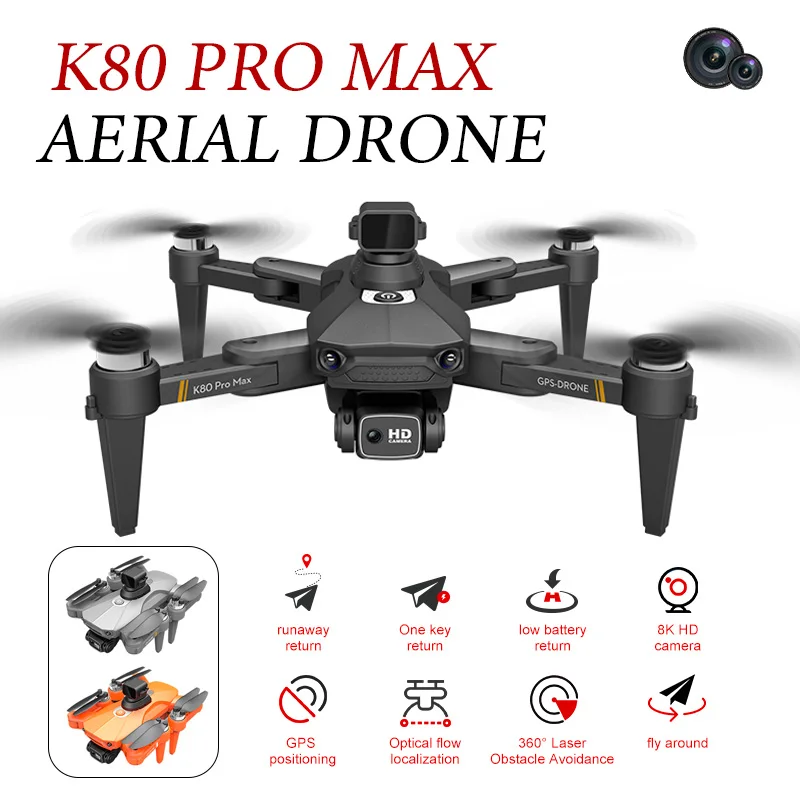 

K80 PRO MAX Drone 8K Dual HD Camera Professional Brushless power 5G FPV Foldable Quadcopter Obstacle Avoidance Helicopters Dron
