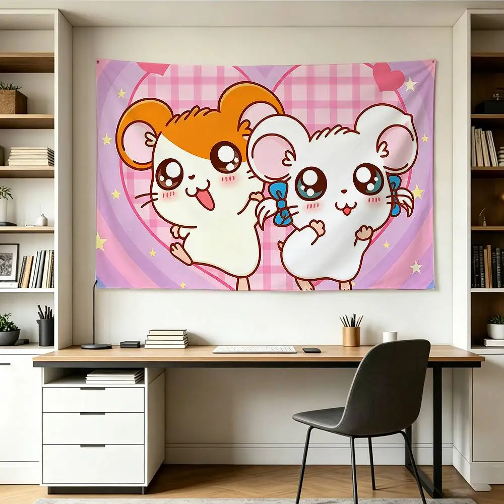 Japanese H-Hamster Cute   Flags Wall Hanging Background Art Banner for Bedroom Home Outdoor Decor