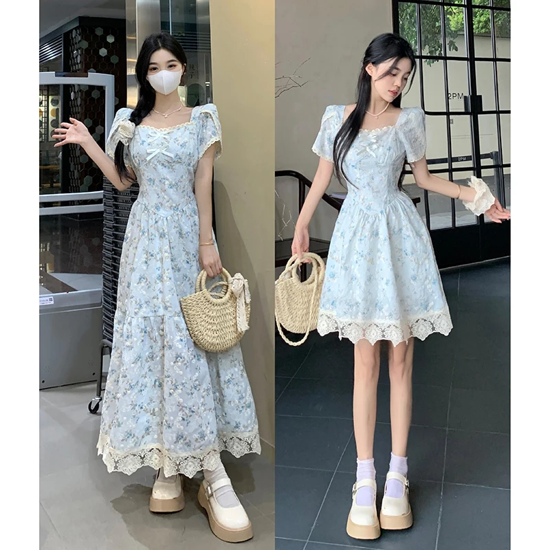 

Платье больших размеров с коротким рукавом, женское летнее платье с утягивающим эффектом на талии, с кружевной отделкой, длинное, для полных женщин, элегантное, премиум-класса