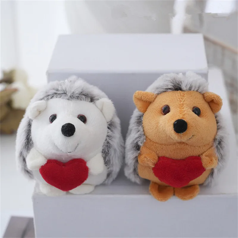 10CM 2-Color Cute Love Hedgehog Pendant Plush Toy Doll Bag Pendant Keychain Doll Filling Animal Keychain