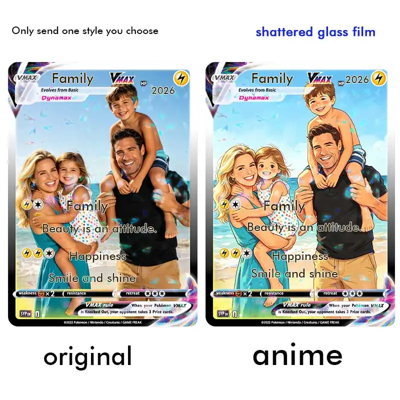 Pokemon Cards Custom Card Style Anime Photo Portrait Trading Card Gift for Pet Lovers Cards Gifts for Valentine Wedding Her For view 5