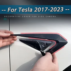 Dla modelu Tesla 3 Model Y 2017 2018 2019 2020 2021 2022 2023 2 szt. Karbonowy wygląd/czarne boczne pokrywa ochronna do dekoracji aparatu