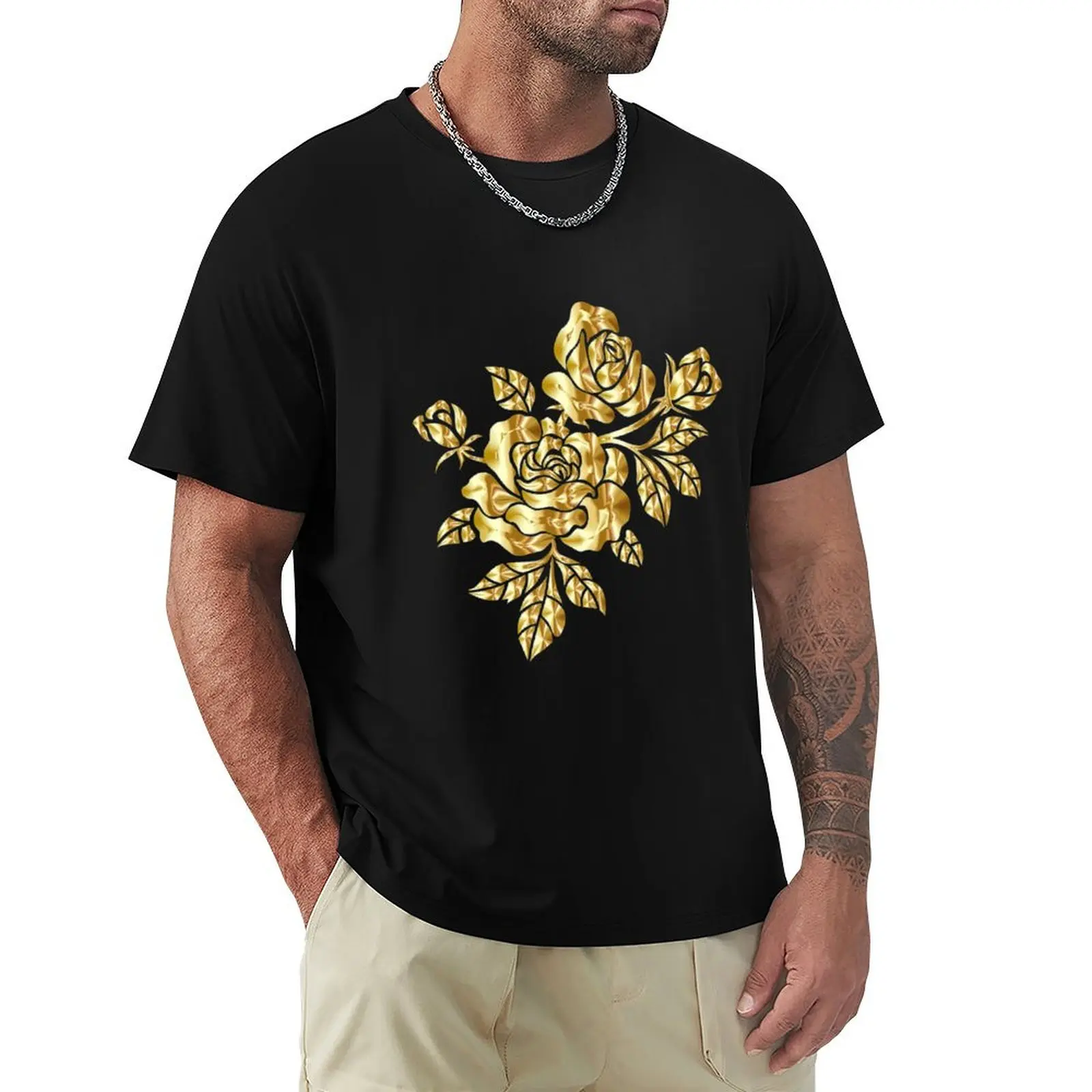 

Golden roses T-Shirt oversizeds Funny t-shirt t shirts for men graphic