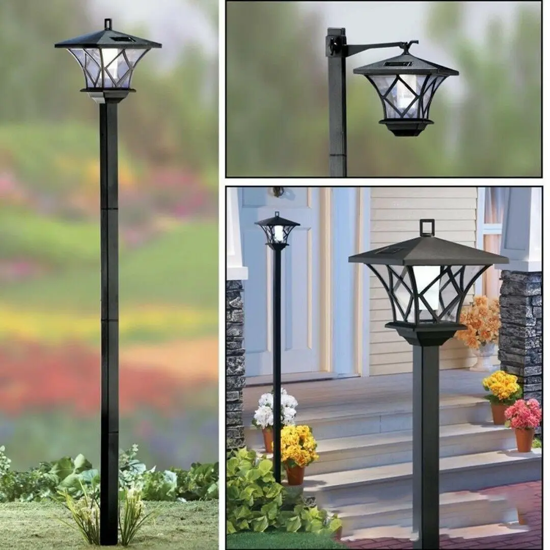 Lâmpada de jardim tradicional LED Solar Powered, Post Lamppost, lanterna, Light Decor, 1.5m