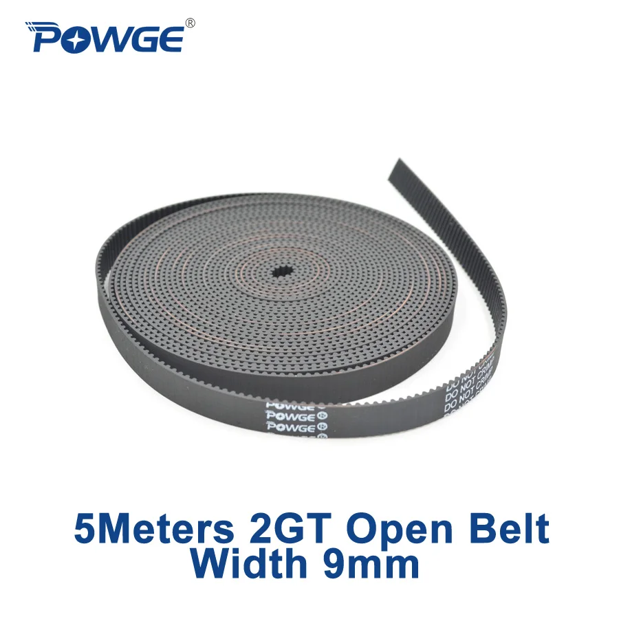 POWGE 2MGT 2GT open synchronous Timing belt width 9mm Rubber 2M GT2 2GT-9mm Small backlash Linear Motion 3D Printer 5Meters