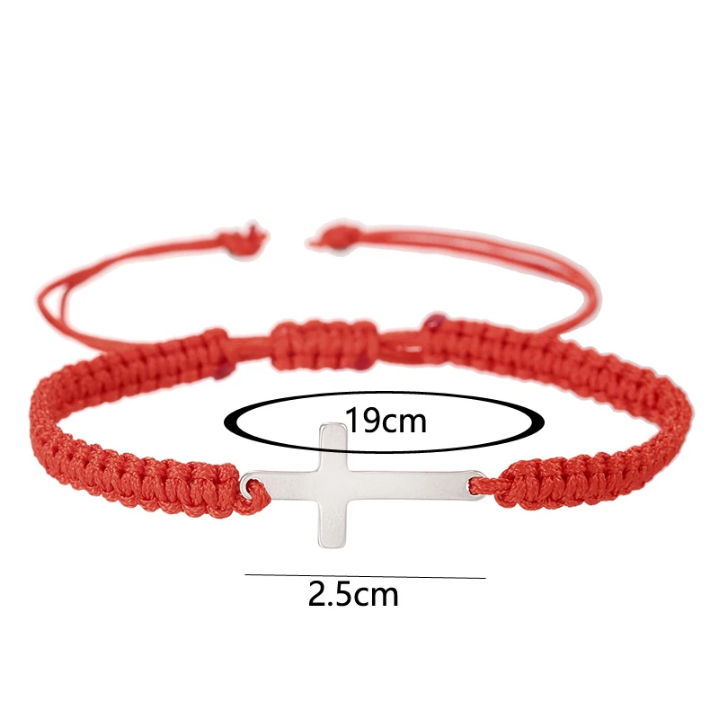 Creative Personality Stainless Steel Cross Hand-woven Adjustable Colored String Couple Versatile Bracelet image 2