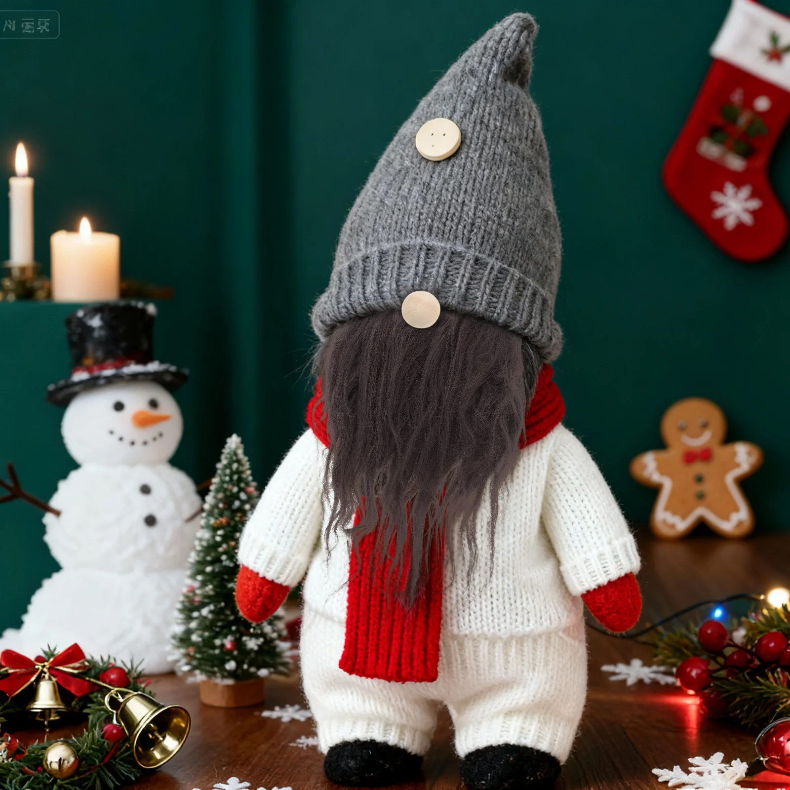 

24Sets Gnome Beard Nose Craft Set Precut Faux Soft Beards Wood Beads Christmas DIY Craft Supplies for Holiday Decoration