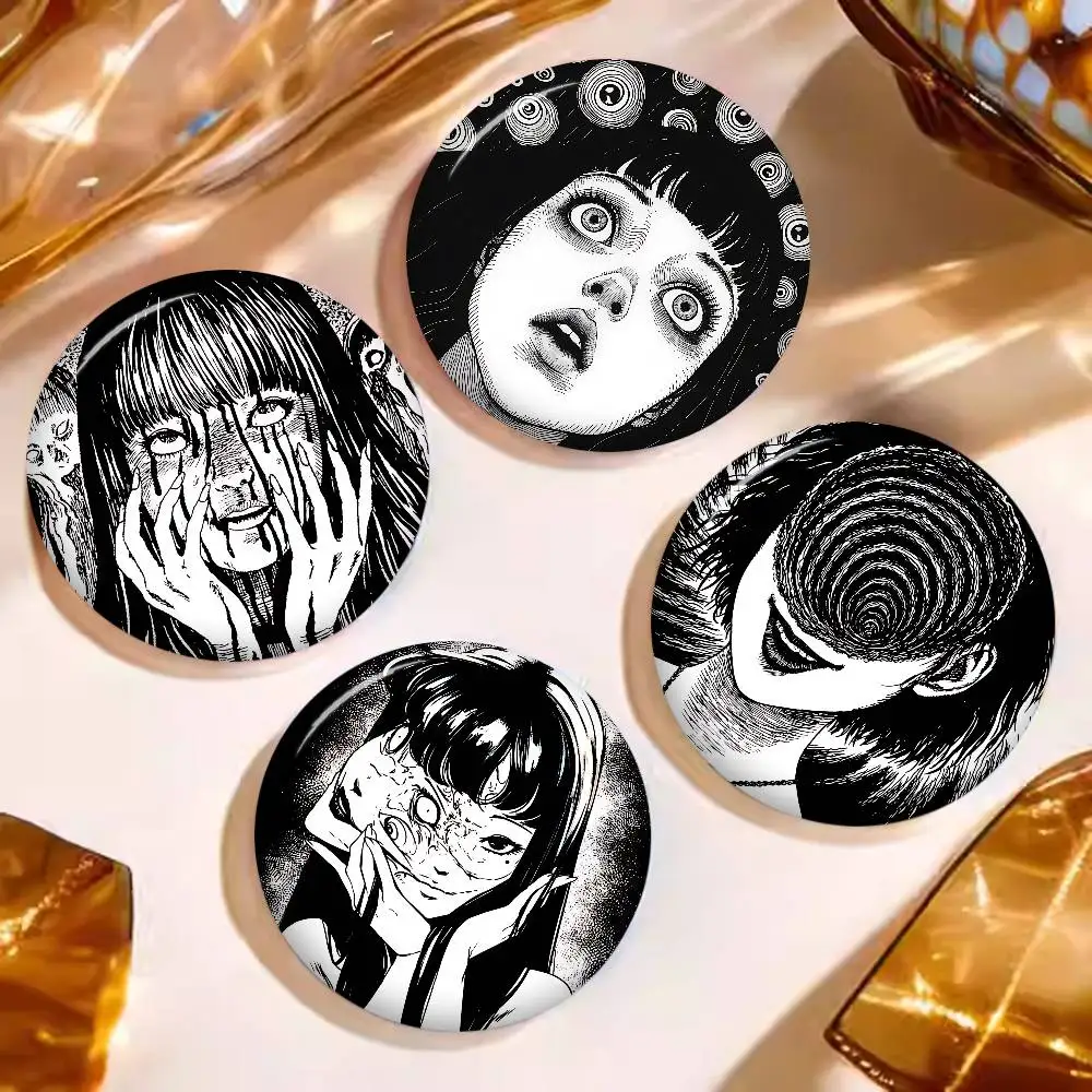 Anime Junji Ito Tomie Uzumaki Button Pins Slogan Creative Brooches Backpack Clothes Decoration Fashion Cartoon Jewelry Gifts
