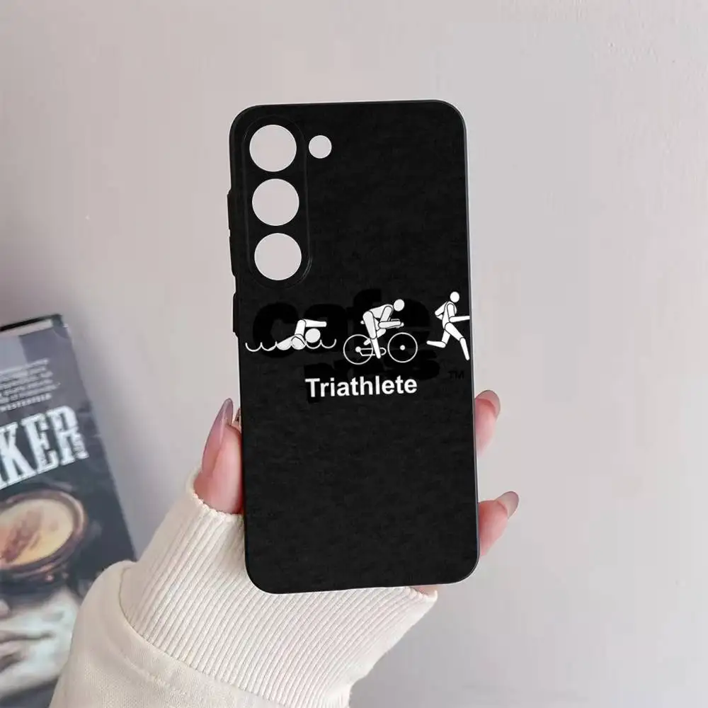 حافظة هاتف الترياتلون لهاتف سامسونج جالاكسي A73,72,51,53,52,71,22,5G,Note,J7,8,9 غطاء أسود ناعم